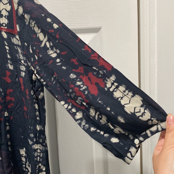 ba&sh Ilda Tye Dye Dress Navy with Red trim adorable style roomy fit - Picture 6 of 13